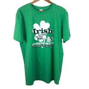 St Patrick's Day Green Mile Bar Crawl Green Graphic Print T-shirt Mens Size Larg